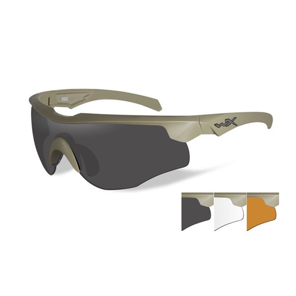 WILEY X ROGUE Smoke Grey + Clear + Light Rust/ Com. Temp. Matte Tan 