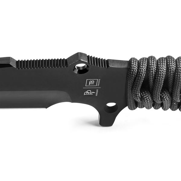 Survival nůž TB Outdoor Maraudeur, PARACORD 550 ®, Hladké ostří, Kydex - Black