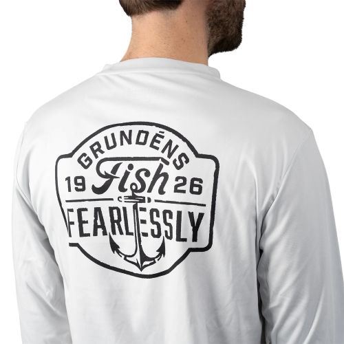 Funkční UV triko Grundéns Fish Fearlessly LS Tech Tee Grey Mist  S
