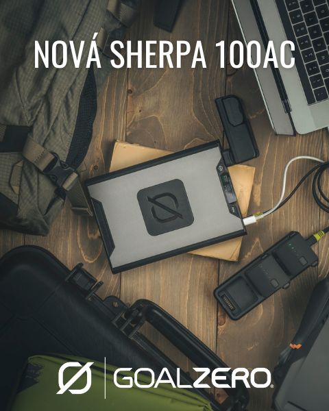 Powerbanka Goal zero sherpa 100 AC se zásuvkou a kapacitou 94 Wh